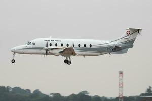 Swiss Air Force Beechcraft Beech 1900D T-729 transport plane arrival and landing for RIAT Royal International Air Tattoo 2018 airshow photo