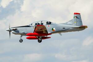 Irish Air Corps Pilatus PC-9M 260 trainer aircraft arrival for RIAT Royal International Air Tattoo 2018 airshow photo