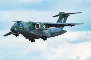 Embraer KC-390 PT-ZNJ transport tanker aircraft arrival and landing for RIAT Royal International Air Tattoo 2018 airshow photo