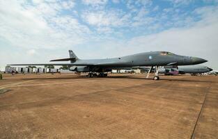 US Air Force Rockwell B-1B Lancer 85-0069 strategic bomber static display at Fairford Air Base photo
