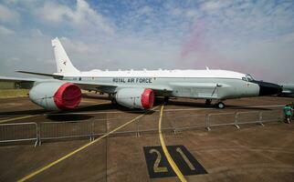 Royal Air Force Boeing RC-135W Rivet Joint ZZ665 reconnaissance aircraft static display at RIAT Royal International Air Tattoo 2018 airshow photo