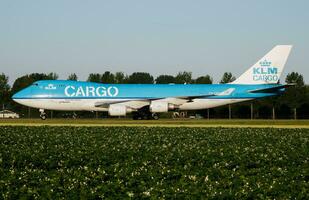 KLM Cargo Boeing 747-400 PH-CKB cargo plane taxiing at Amsterdam Schipol Airport photo