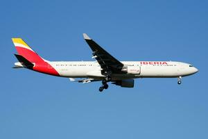 Iberia Airlines Airbus A330-300 EC-LZJ passenger plane landing at Madrid Barajas Airport photo