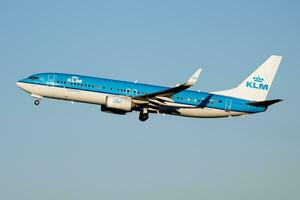 KLM Boeing 737-800 PH-BXN passenger plane departure at Madrid Barajas Airport photo