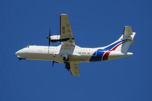 Swift Air cargo plane at airport. Air freight and shipping. Aviation and aircraft. Transport industry. Global international transportation. Fly and flying. photo