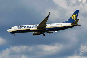 Ryanair Boeing 737-800 EI-ENY passenger plane arrival and landing at Budapest Airport photo