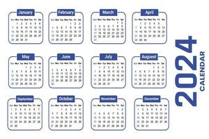 Vector Calendar 2024 Simple Minimal Design Week Starts From Sunday Happy New Year Planner