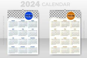 vector calendario 2024 sencillo mínimo diseño semana empieza desde domingo contento nuevo año planificador