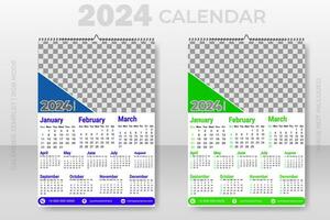 vector calendario 2024 sencillo mínimo diseño semana empieza desde domingo contento nuevo año planificador