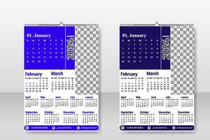 Calendar 2024 Simple Minimal Design Week Starts From Sunday Happy New Year Planner vector