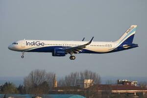 IndiGo Airbus A321 NEO VT-IUA passenger plane arrival and landing at Istanbul Ataturk Airport photo