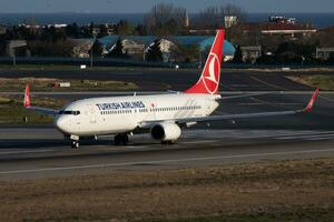 Turkish Airlines Boeing 737-800 TC-JHZ passenger plane departure at Istanbul Ataturk Airport photo