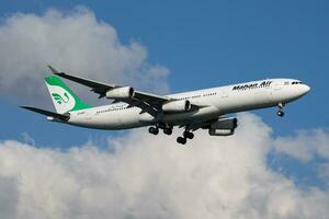 Mahan Air Airbus A340-300 EP-MMT passenger plane landing at Istanbul Ataturk Airport photo