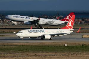 Turkish Airlines Boeing 737-800 TC-JVF passenger plane departure at Istanbul Ataturk Airport photo