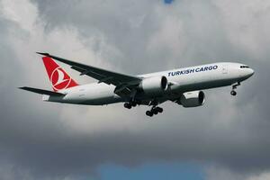 Turkish Cargo Boeing 777-200 TC-LJL cargo plane landing at Istanbul Ataturk Airport photo