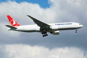 Turkish Cargo Boeing 777-200 TC-LJL cargo plane landing at Istanbul Ataturk Airport photo