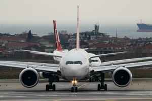 Turkish Cargo Boeing 777-200 TC-LJP cargo plane departure at Istanbul Ataturk Airport photo