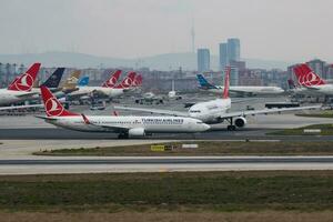 Turkish Airlines Boeing 737-900 TC-JYO passenger plane departure at Istanbul Ataturk Airport photo