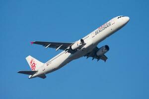 Dragonair Airbus A321 B-HTD passenger plane departure and take off at Hong Kong Chek Lap Kok Airport photo