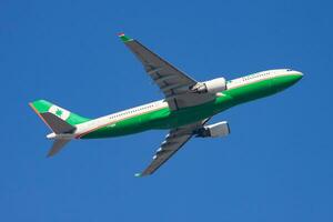 EVA Air Airbus A330-200 B-16307 passenger plane departure and take off at Hong Kong Chek Lap Kok Airport photo