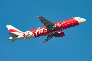 AirAsia Airbus A320 9M-AHZ passenger plane departure and take off at Hong Kong Chek Lap Kok Airport photo