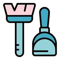 Brush dustpan icon vector flat