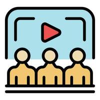vídeo conferencia grupo icono vector plano