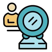 Conference web camera icon vector flat