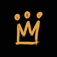 hand drawn grunge of crown logo with graffiti style vector