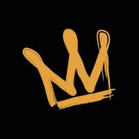 hand drawn grunge of crown logo with graffiti style vector