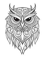búho pájaro colorante libro para adultos vector, digital mandala ilustración de búho, blanco fondo, limpiar línea arte, tatuaje y impresión diseño vector