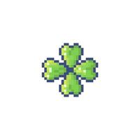 Illustration vector graphic of four leaf clover in pixel art style