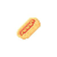 Illustration vector graphic of hotdog in pixel art style