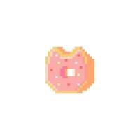 Illustration vector graphic of kitty donut in pixel art style