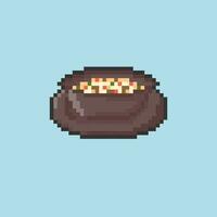 Illustration vector graphic of mushroom soup in pixel art style