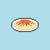 Illustration vector graphic of spaghetti bolognese in pixel art style