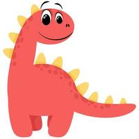 Cute smiling red dinosaur for kids vector