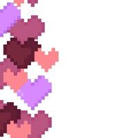 Seamless pixelated border of colorful hearts vector