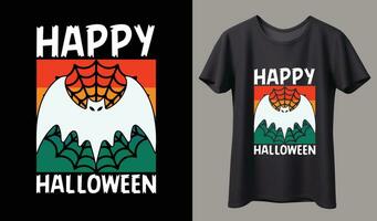 feliz Halloween. plantilla de diseño de camiseta de halloween. plantilla de diseño de camiseta de feliz halloween fácil de imprimir multiusos para hombres, mujeres y niños vector