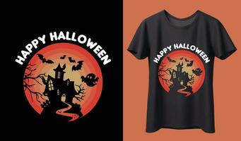 feliz Halloween. plantilla de diseño de camiseta de halloween. plantilla de diseño de camiseta de feliz halloween fácil de imprimir multiusos para hombres, mujeres y niños vector