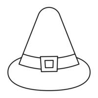 Halloween witch hat line icon. vector