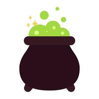 Black cauldron witches potion for halloween icon. vector