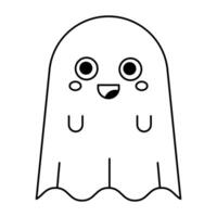 Halloween ghost line icon cartoon. vector