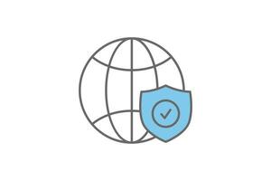 Network Protection icon. Icon related to Search Engine Optimization. suitable for web site design, app, user interfaces. flat line icon style. Simple vector design editable