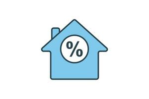 House Loan Icon. Icon related to Credit and Loan. suitable for web site design, app, user interfaces, printable etc. Flat Line icon style. Simple vector design editable