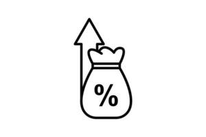 Rate Interest Icon. Icon related to Credit and Loan. suitable for web site design, app, user interfaces, printable etc. Line icon style. Simple vector design editable