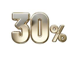 30 percent off vector text effect 3d rendering gold