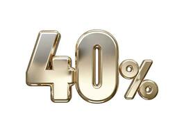 40 percent off vector text effect 3d rendering gold