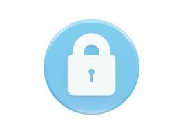 Security icon lock 3d vector rendering transparent element