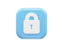 Security icon lock 3d vector rendering transparent element